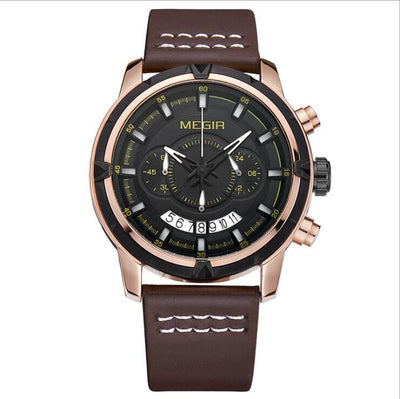 Reloj de Pulsera Multifuncional para Hombre con Correa de Cuero, Resistente al Agua y Esfera Grande - Image 2