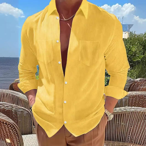 Camisa Manga Larga a Rayas Verticales Casual