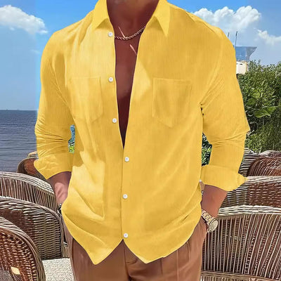Camisa Manga Larga a Rayas Verticales Casual
