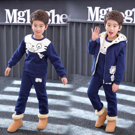 Suéter Acolchado de Terciopelo para Niños - Conjunto de 3 Piezas - Image 4