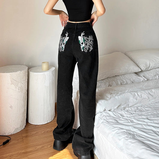 Jeans Rectos de Cintura Alta con Estampado y Pierna Ancha - Image 13
