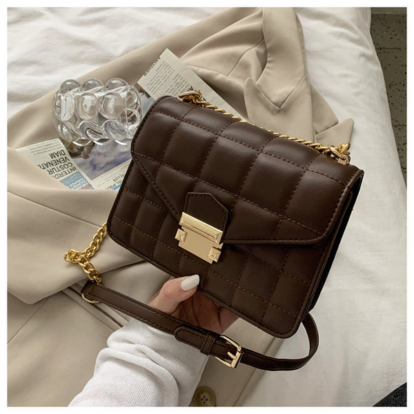 Bolso de Hombro Diagonal Texturizado Invierno con Cuadros Pequeños