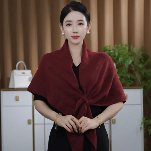 Chal Triangular de Lana Tejida - Bufanda Elegante y Abrigadora - Image 18