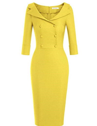 Vestido Retro de Baile con Cuello Barco Vino - Falda Lápiz Elegante - Image 2