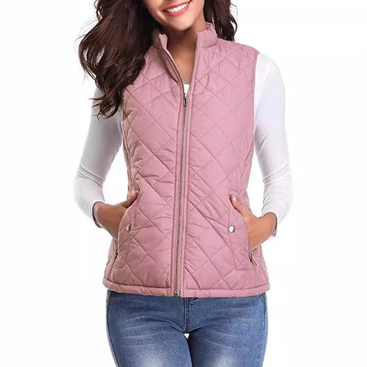 Chaleco de Algodón para Mujer con Cuello Parado y Bolsillos con Cierre - Image 4