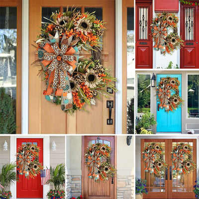Guirnalda Decorativa Artificial con Girasoles y Estampado de Leopardo para Puerta - Image 8