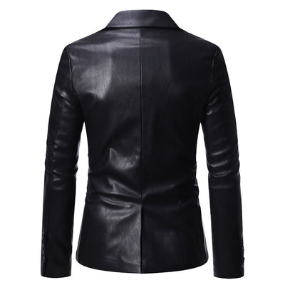 Blazer de Cuero PU con Un Botón para Hombre Tallas Grandes - Image 11