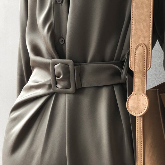 Vestido Camisero de Satén Estilo Coreano con Diseño Sofisticado - Image 9