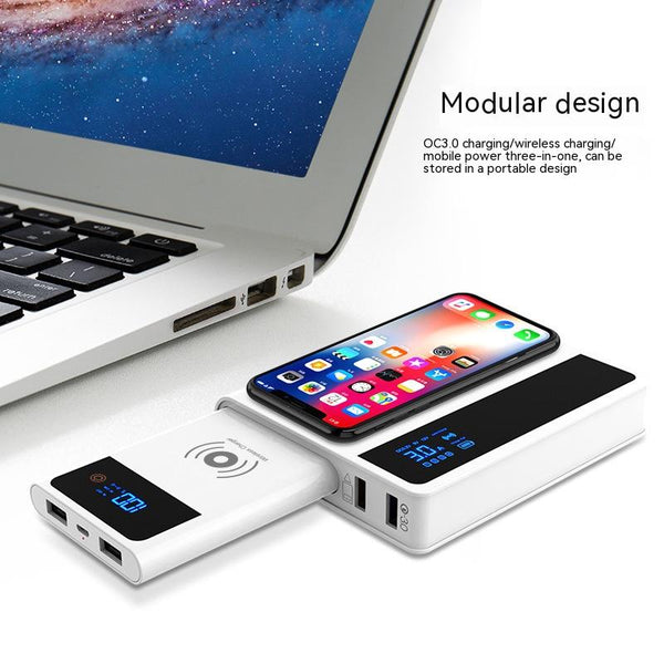 Cargador Inalámbrico Portátil 3 en 1 - Carga Rápida QC 3.0 y Qi 10W