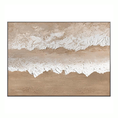 Cuadro Abstracto Grande Óleo Hecho a Mano Textura Marrón Paisaje Playa para Sala de Estar - Image 6