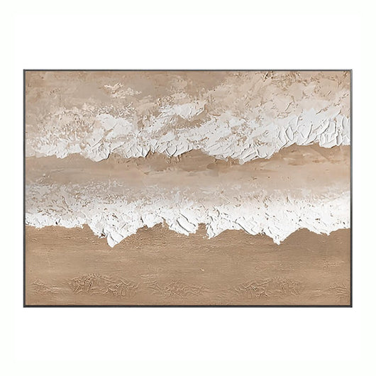 Cuadro Abstracto Grande Óleo Hecho a Mano Textura Marrón Paisaje Playa para Sala de Estar - Image 6