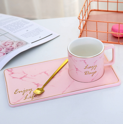 Juego de Tazas de Cerámica con Veta de Mármol y Borde Dorado - Tazas Ejecutivas Premium - Image 5