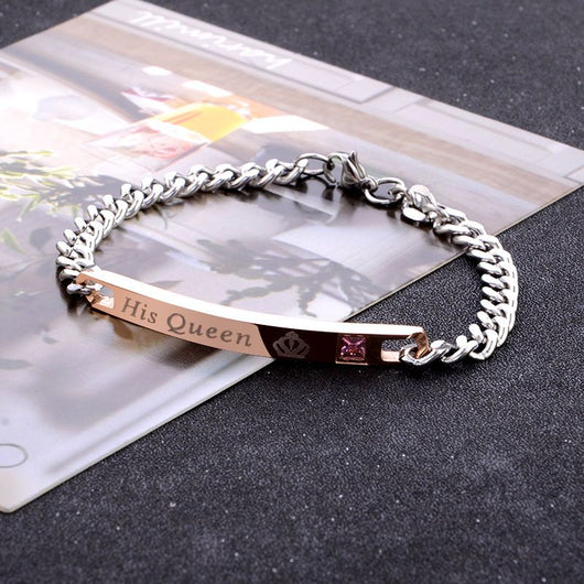 Pulsera de Pareja Cristal Rosa Negra Oro - His Queen Her King - Image 18