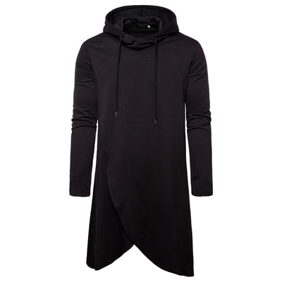 Sudadera Hoodie Slim Fit Irregular de Largo Medio en Colores Sólidos para Hombre - Image 2