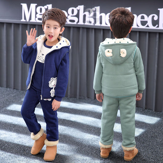 Suéter Acolchado de Terciopelo para Niños - Conjunto de 3 Piezas - Image 3