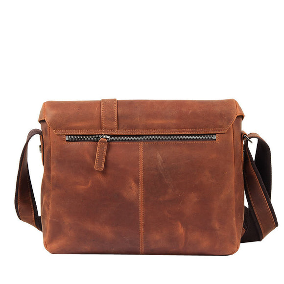 Bolso Mensajero de Cuero Retro para Hombre - Gran Capacidad