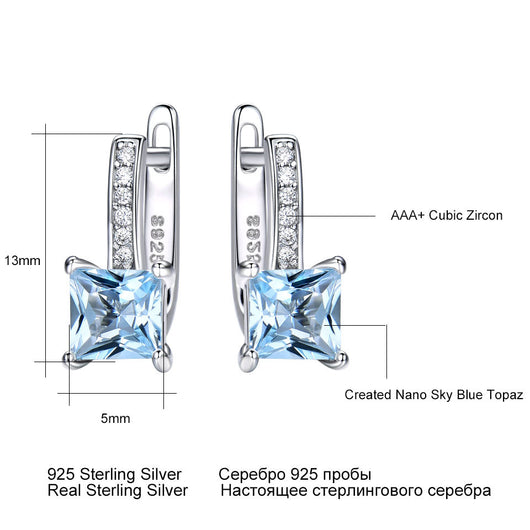 Aretes de Plata con Topacio Azul Cielo - Diseño Minimalista Cuadrado - Image 5