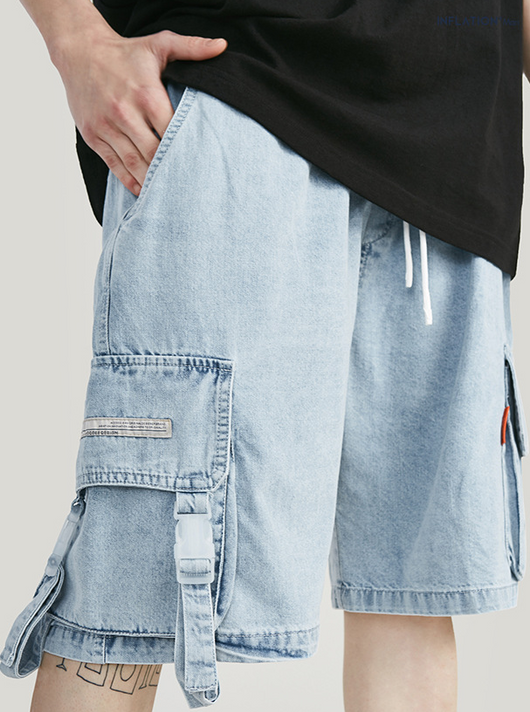 Shorts de Mezclilla con Hebilla y Cinta Ajustable para Hombre - Image 3