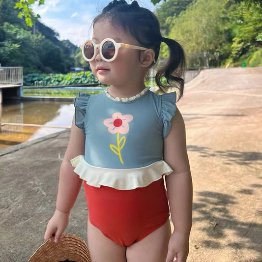 Traje de Baño Niña Estampado Encaje Secado Rápido Playa Verano - Image 2