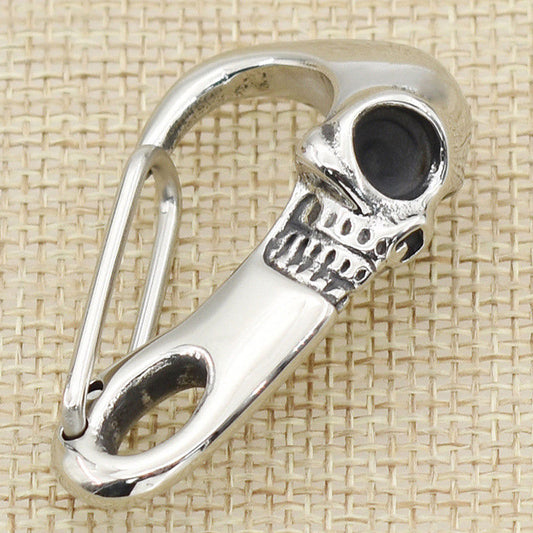 Llavero Calavera Titanio Acero Inoxidable con Mosquetón Personalizado