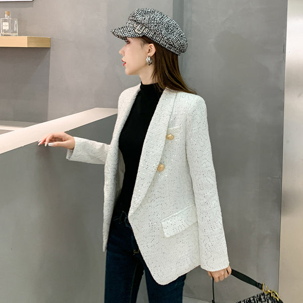 Blazer Tweed con Lentejuelas para Otoño e Invierno