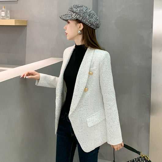 Blazer Tweed con Lentejuelas para Otoño e Invierno