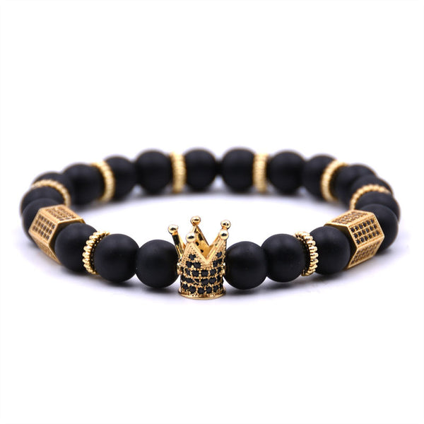 Pulsera de Cobre con Incrustación de Micro Corona y Circonita Blanca Natural