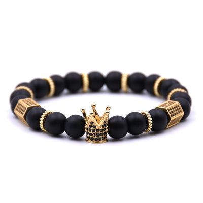 Pulsera de Cobre con Incrustación de Micro Corona y Circonita Blanca Natural