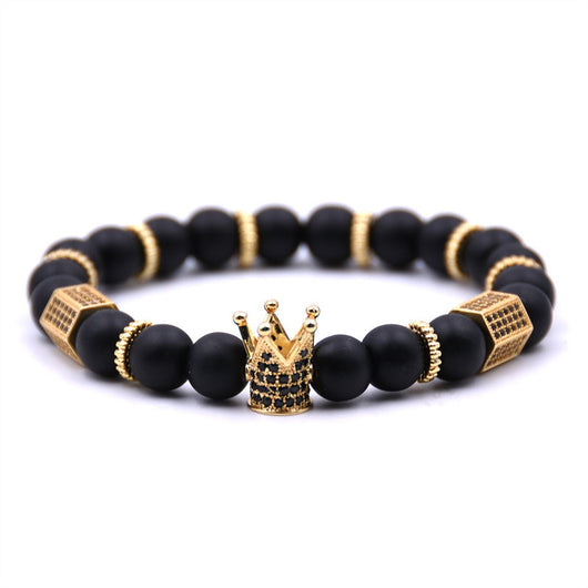 Pulsera de Cobre con Incrustación de Micro Corona y Circonita Blanca Natural