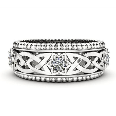 Anillo de Boda Hueco con Diamante Blanco Chapado en Oro 14K - Image 13