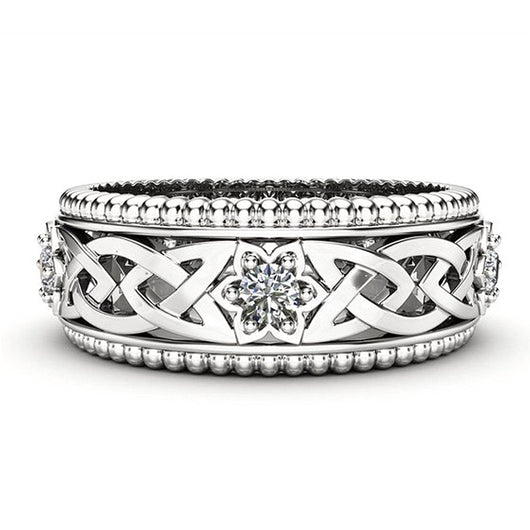 Anillo de Boda Hueco con Diamante Blanco Chapado en Oro 14K - Image 13