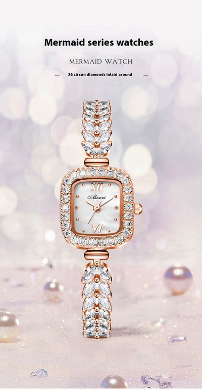 Reloj de Cuarzo Dorado con Cristales y Esfera Cuadrada Pequeña - Image 28
