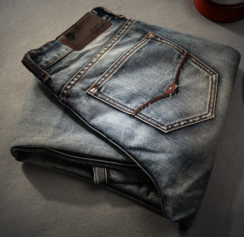 Pantalones Vaqueros Clásicos Gris Claro Efecto Desgastado Retro
