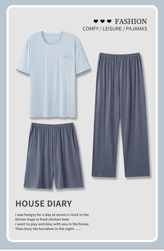 Pijama Hombre Modal Verano - Set 3 Piezas Manga Corta Transpirable - Image 15