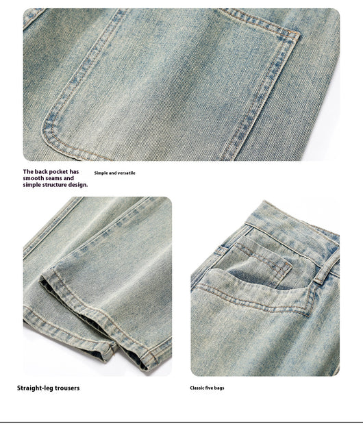 Jeans Rectos Teñidos Amarillo Barro para Hombre - Image 7
