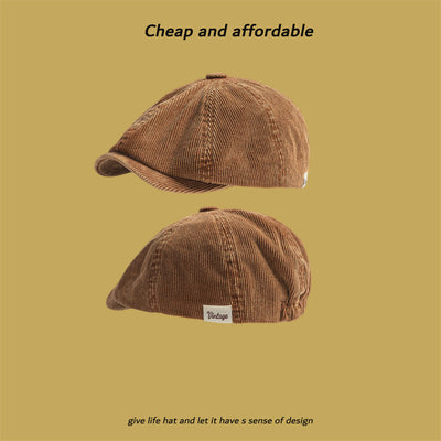 Gorra de Ocho Paneles Pana Hombre Estilo Retro Literario Japonés - Image 9