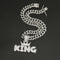 Mens Fashion Alloy Necklace With Diamond Pendant Plateado With 45CM Cuba Chain