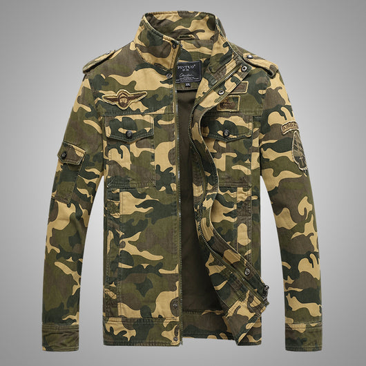Chaqueta Denim Táctica con Camuflaje
