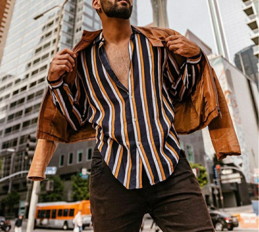Camisa de Manga Larga a Rayas para Hombre - Image 9
