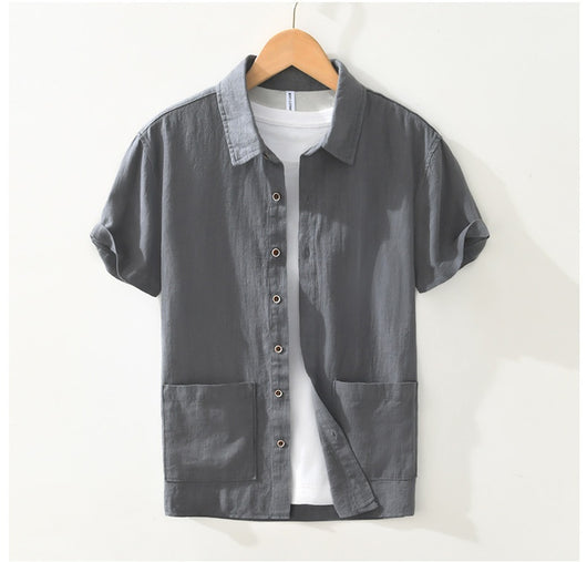 Camisa Ligera de Algodón, Lino y Ramio con Solapa - Manga Corta - Image 20