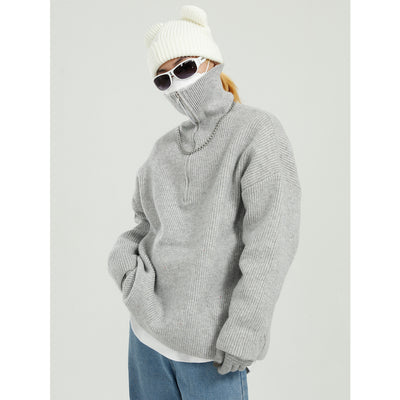 Suéter de Punto con Cierre y Solapa para Hombre - Otoño e Invierno - Image 3