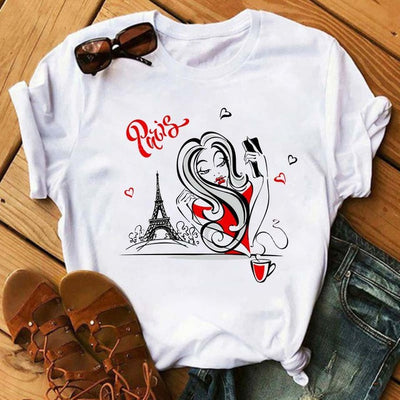 Blusa Romántica de Manga Corta para Mujer con Estampado I LOVET - Image 14