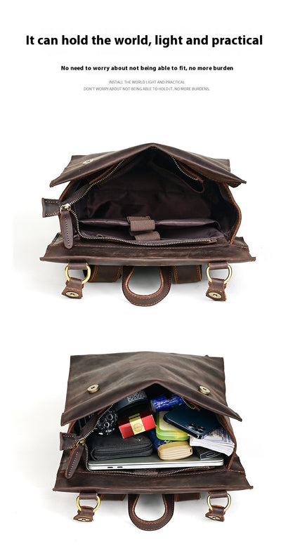 Mochila Vintage de Cuero Crazy Horse Grande para Hombre - Image 10