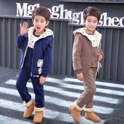 Suéter Acolchado de Terciopelo para Niños - Conjunto de 3 Piezas