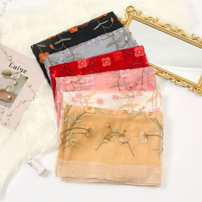 Foulard de Seda Dorado con Bordados - Chal Cheongsam Elegante - Image 19