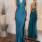 Vestido de Novia Azul Lago Escotado con Tirantes