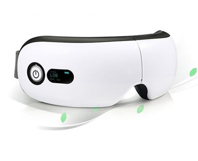 White Bluetooth Smart Eye Massager with vibration, hot compress, and airbag massage, featuring a foldable design. - Image 8