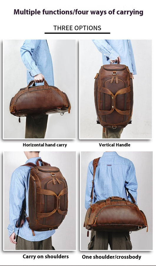 Mochila de Cuero Retro para Hombre - Gran Capacidad para Aventuras al Aire Libre - Image 10