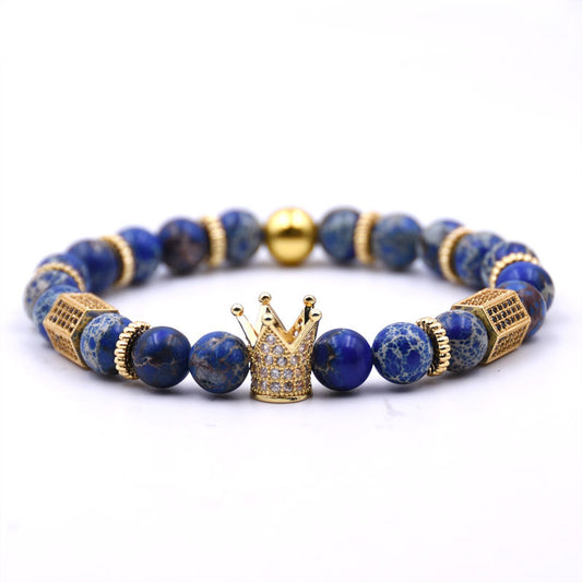 Pulsera de Cobre con Incrustación de Micro Corona y Circonita Blanca Natural - Image 2