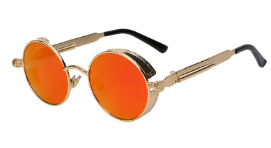 Austin Powers vintage round metal frame sunglasses with clear lenses, gold frames, and black temple tips. - Image 16